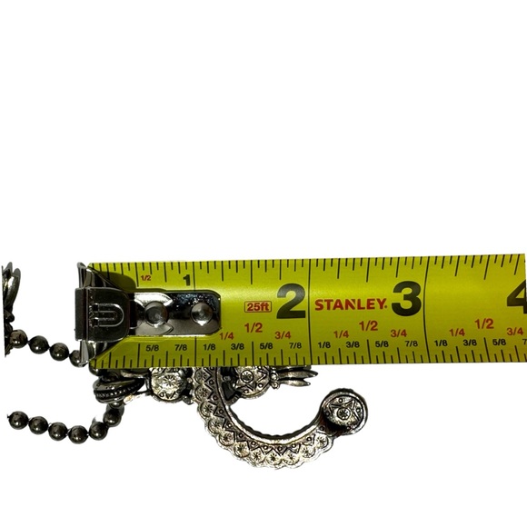 Squash Blossom Necklace Naja Charm Metal Faux Turquoise Native American Cowboys - Picture 7 of 8